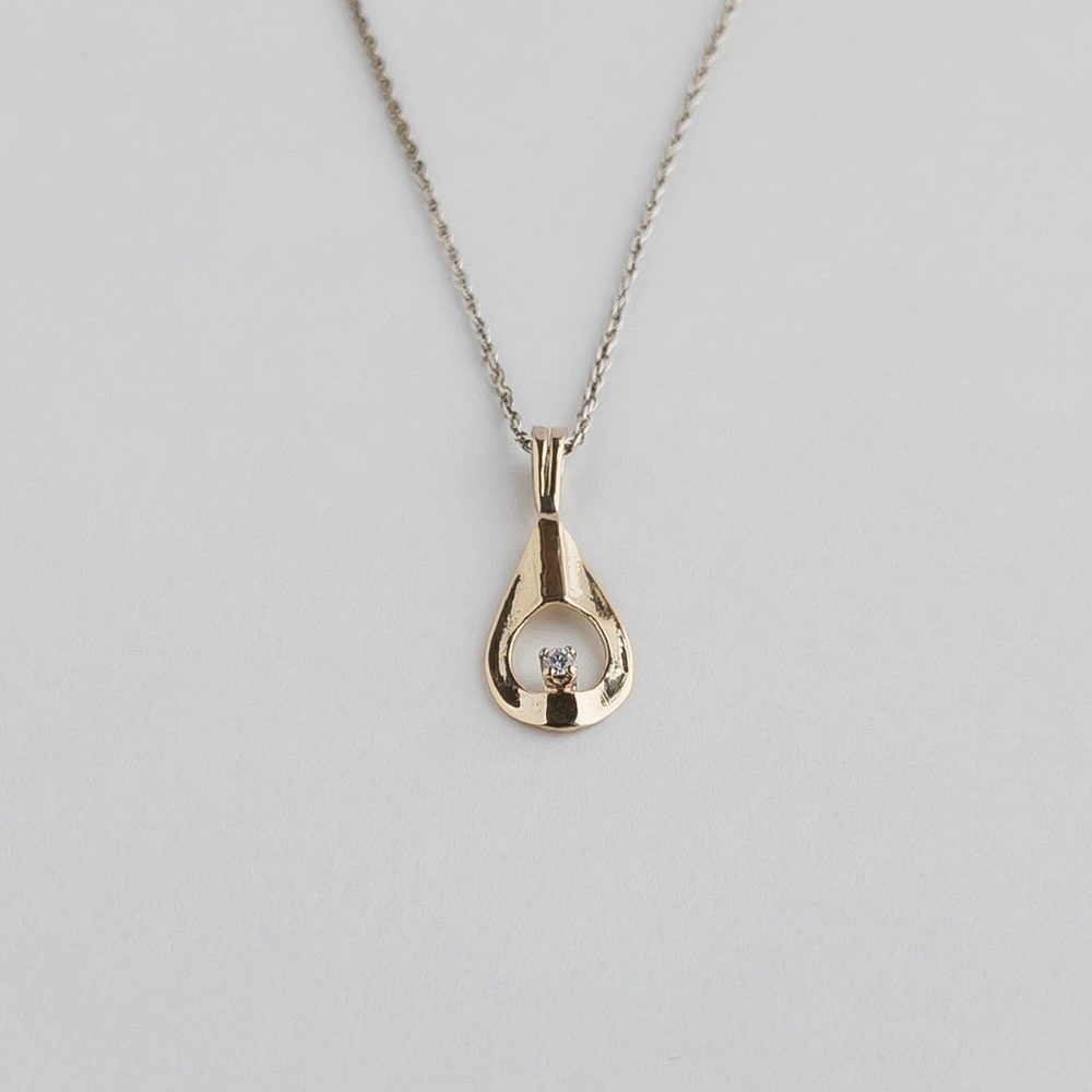 Sterling Silver Pendant Chain Necklace Cubic Zirconia CZ Dainty Vintage .925